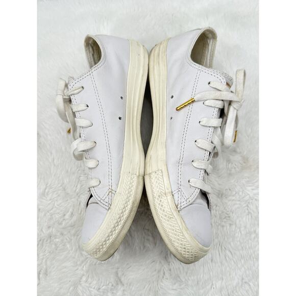Converse Chuck Taylor All Star Dainty OFF WHITE / GOLD Leather Women 9.5 Men7.5 - Picture 6 of 10